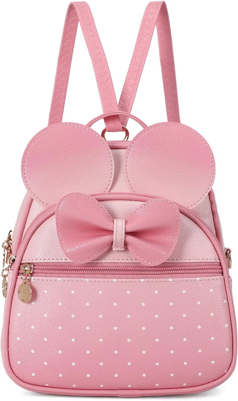 KL928 Girls Mini Backpack Bowknot Polka Dot Cute Small Daypacks Convertible Shoulder Bag Purse for Women - Image 1